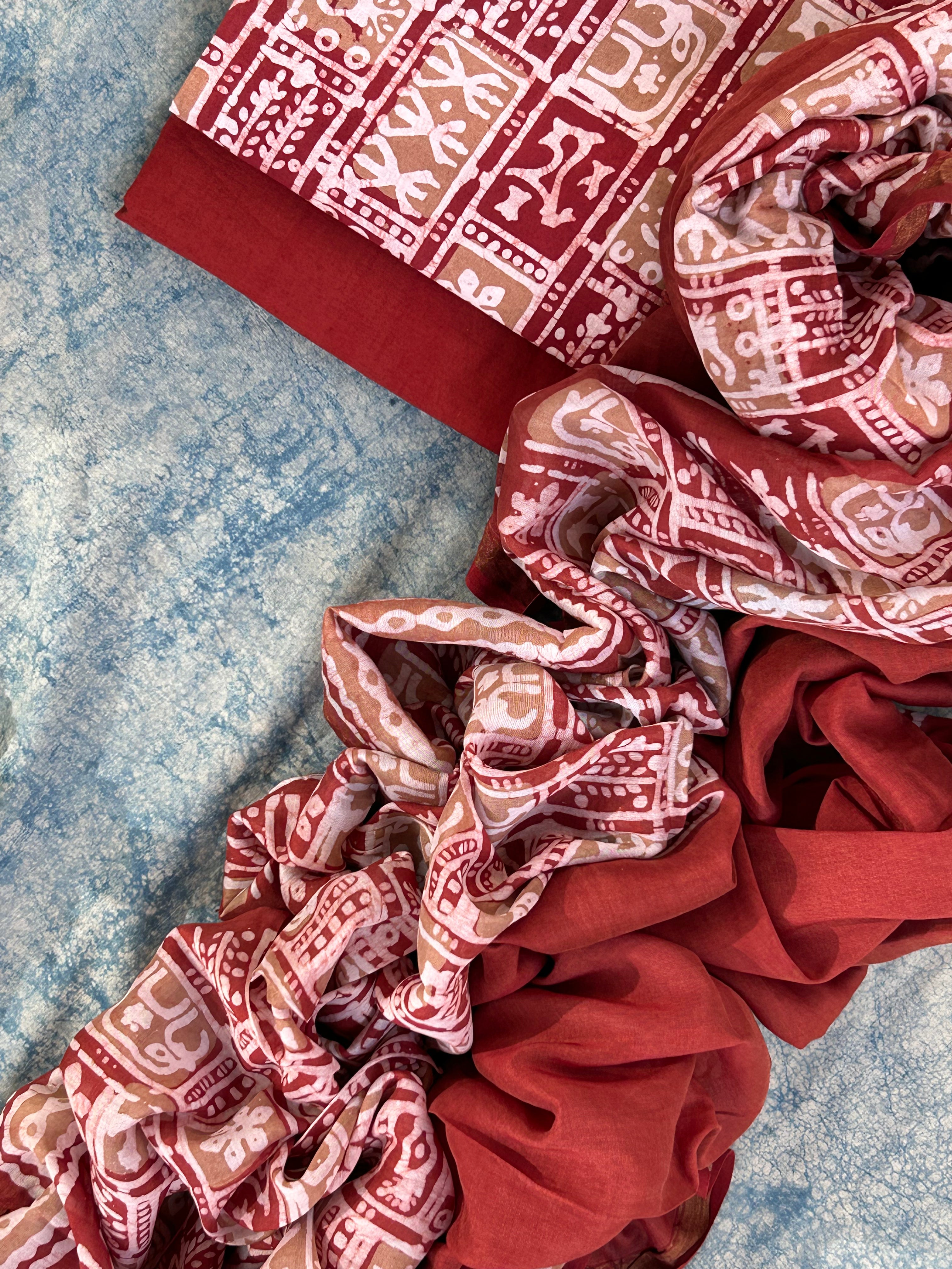Handblock Batik Cotton Chanderi Suit
