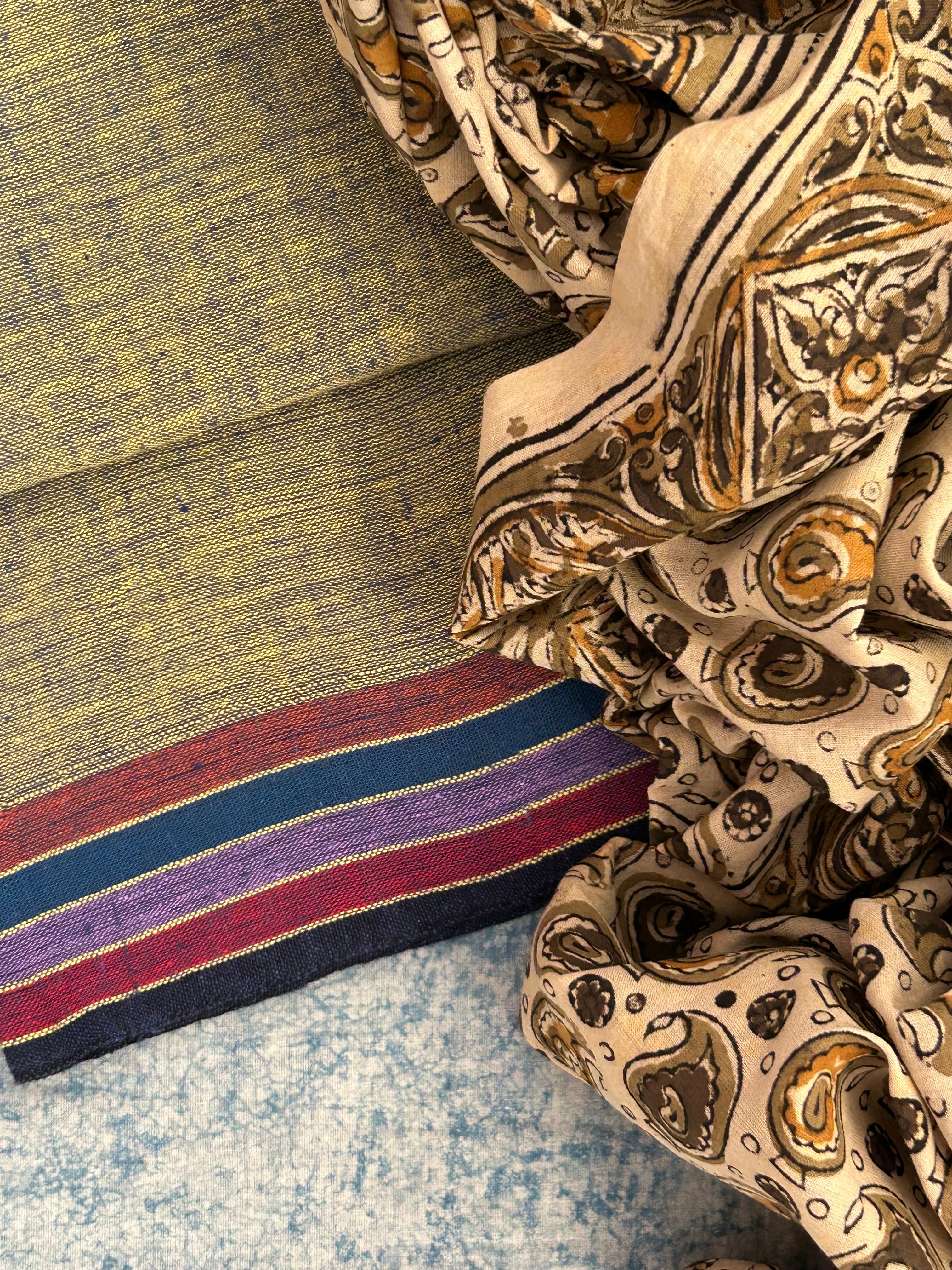 Handwoven Handcrafted Bhujodi Kala Cotton Kalamkari Kurta Dupatta Set