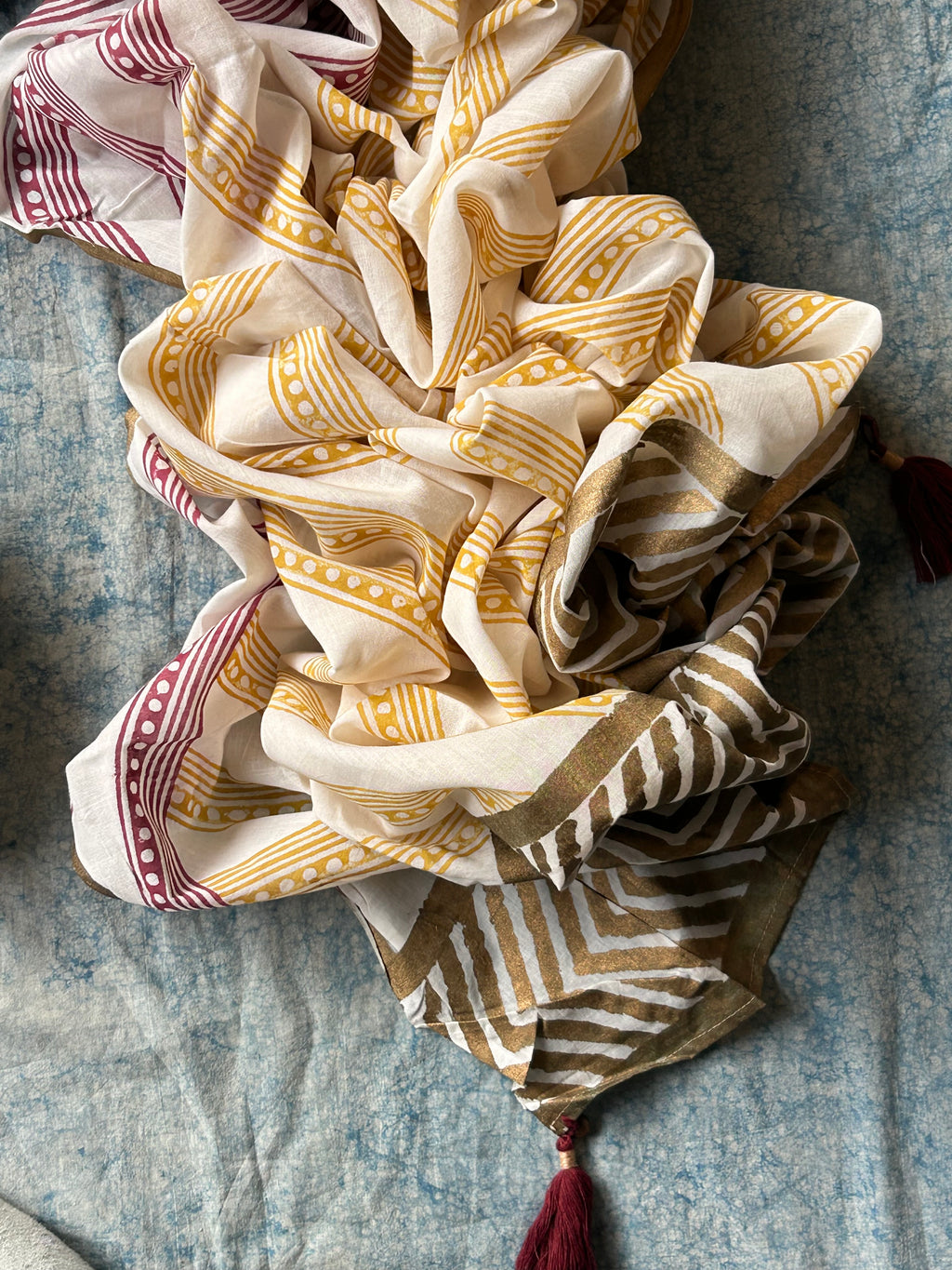 Handwoven Handblock Printed Set - Olive Green