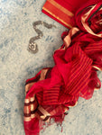 Handwoven Maheshwari Kurta Dupatta Set - Red