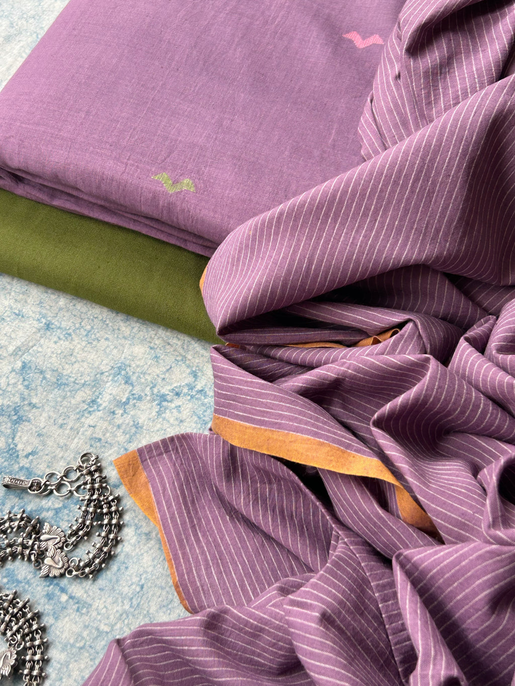 Kadambari -Handwoven Bengal Jamdani Kurta Dupatta set