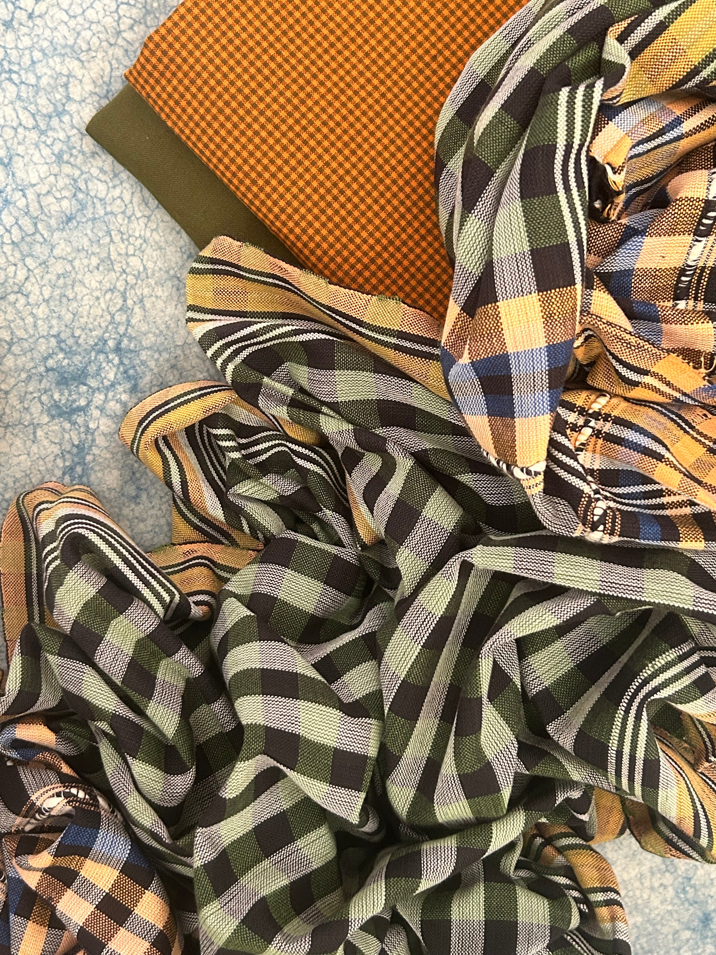 Handwoven Bhujodi Set - Warm Turmeric and Moss Green