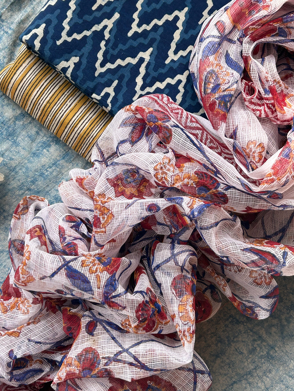 Handcrafted Cotton Kota Dupatta Suit