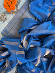 Handwoven Maheshwari Kurta Dupatta Set - Electric Blue