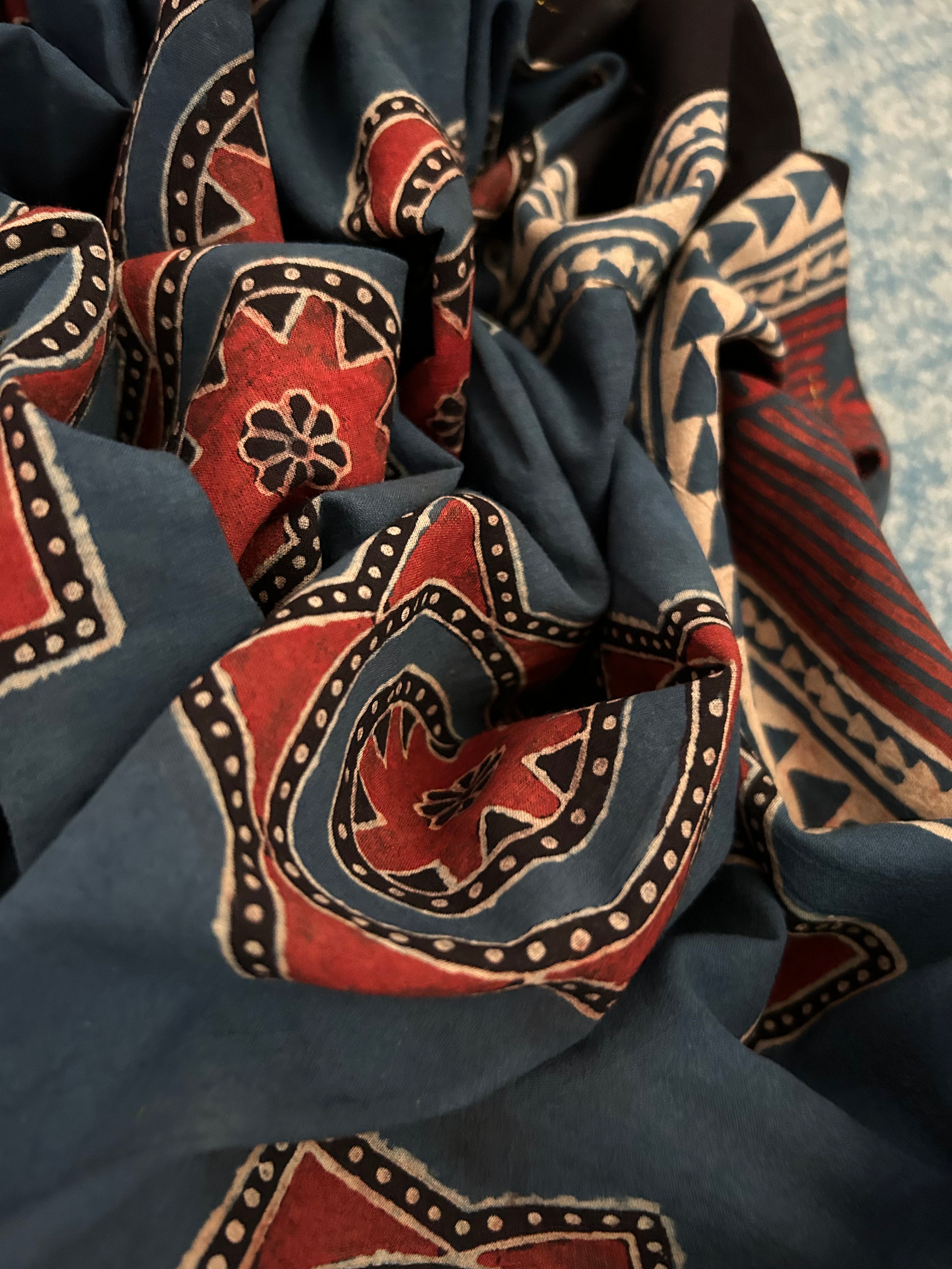 Natural Dyes Hand Block Ajrakh Dupatta