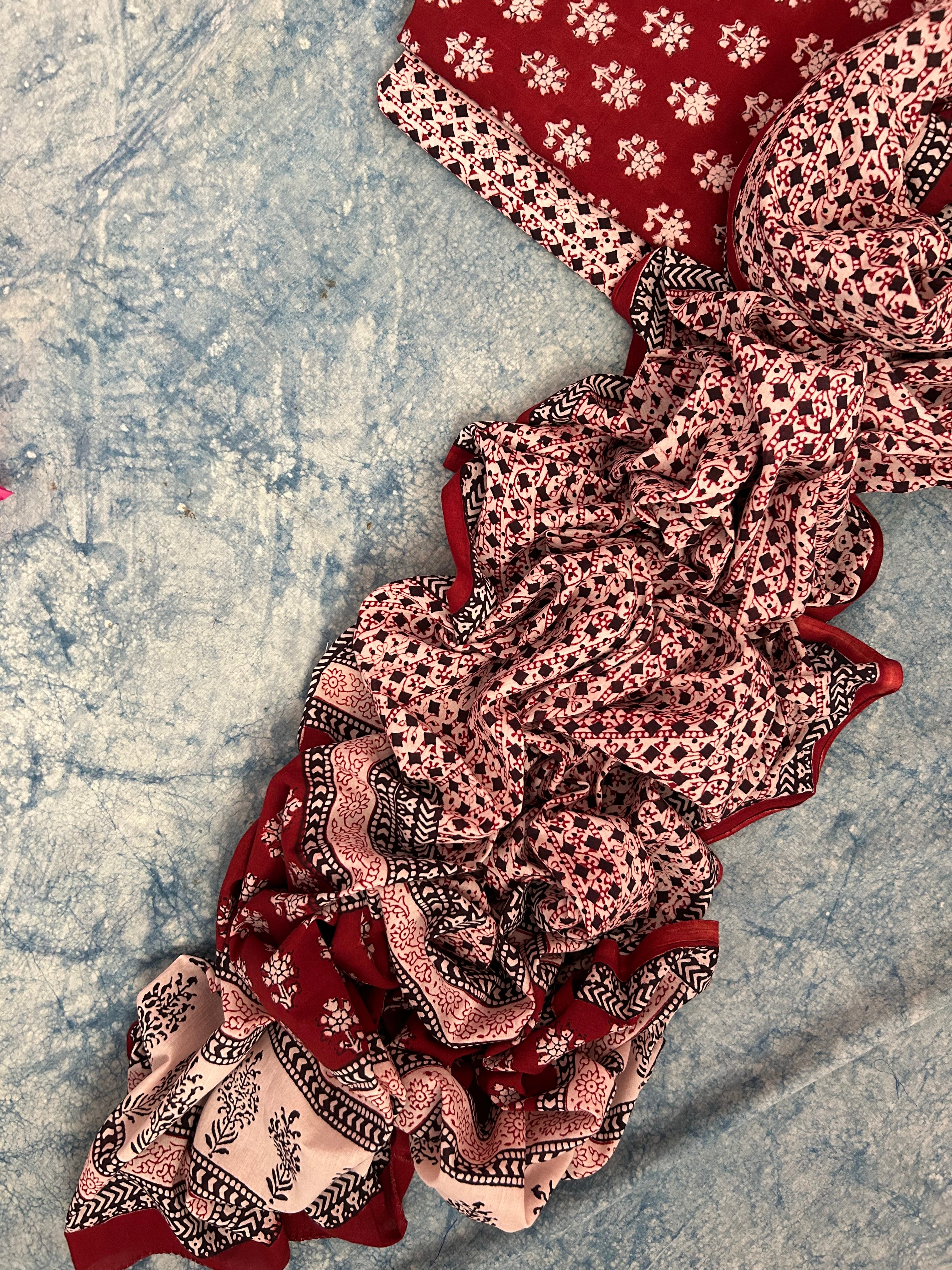 Natural Dyed Bagh Block Print Cotton Suit