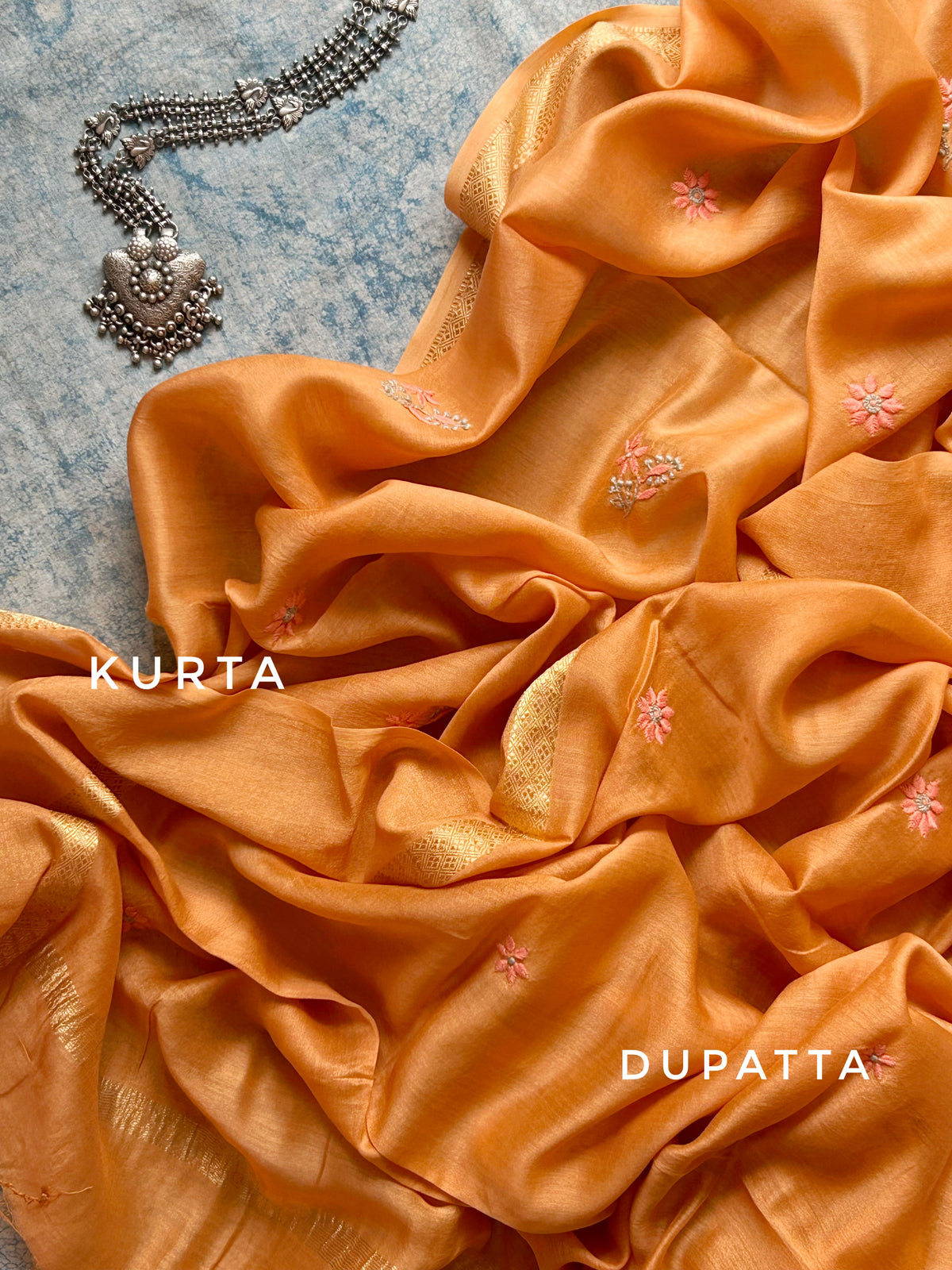 Marichika - Handwoven Chikankari Work Maheshwari Set