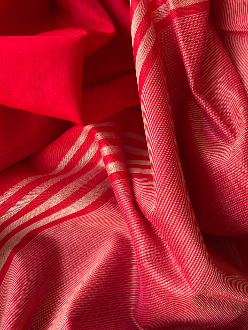 Handwoven Maheshwari Kurta Dupatta Set -Almond & Strawberry Red