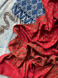 Daboo and Ajrakh Handblock Printed Set - Indigo and Madder Red