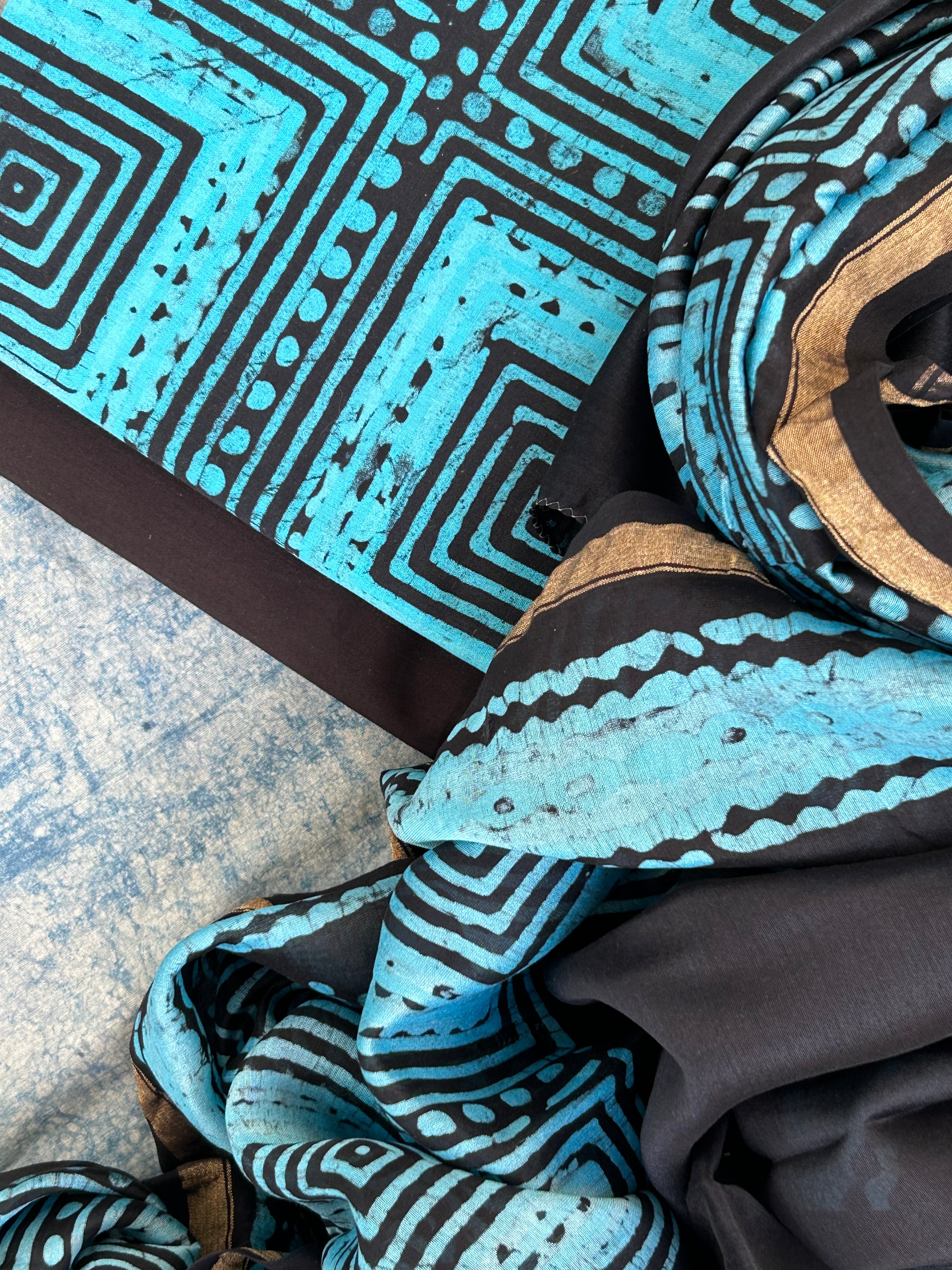 Handblock Batik Cotton Chanderi Suit