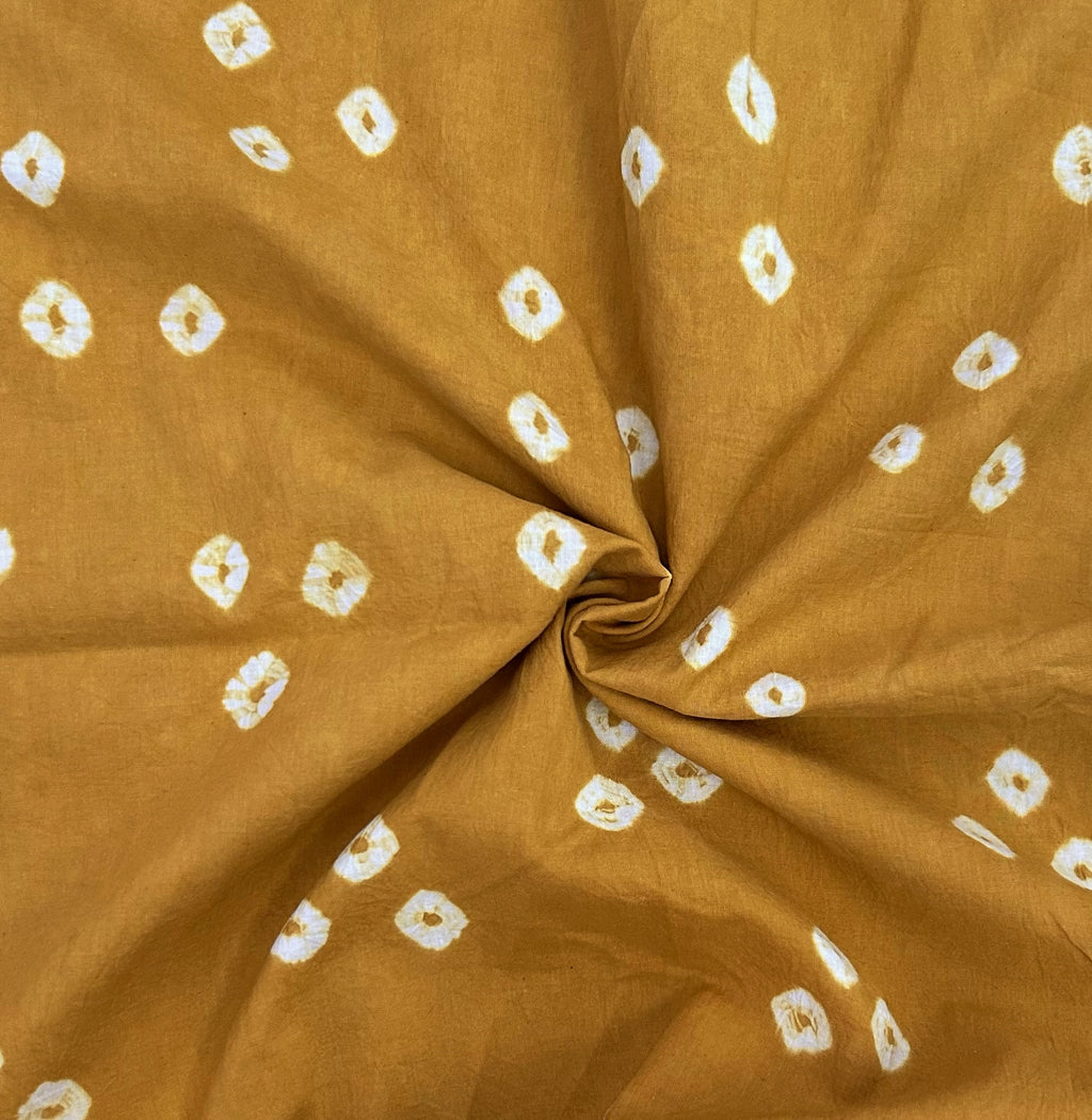 Hand done Bandhani cotton - Mustard (2.4m)