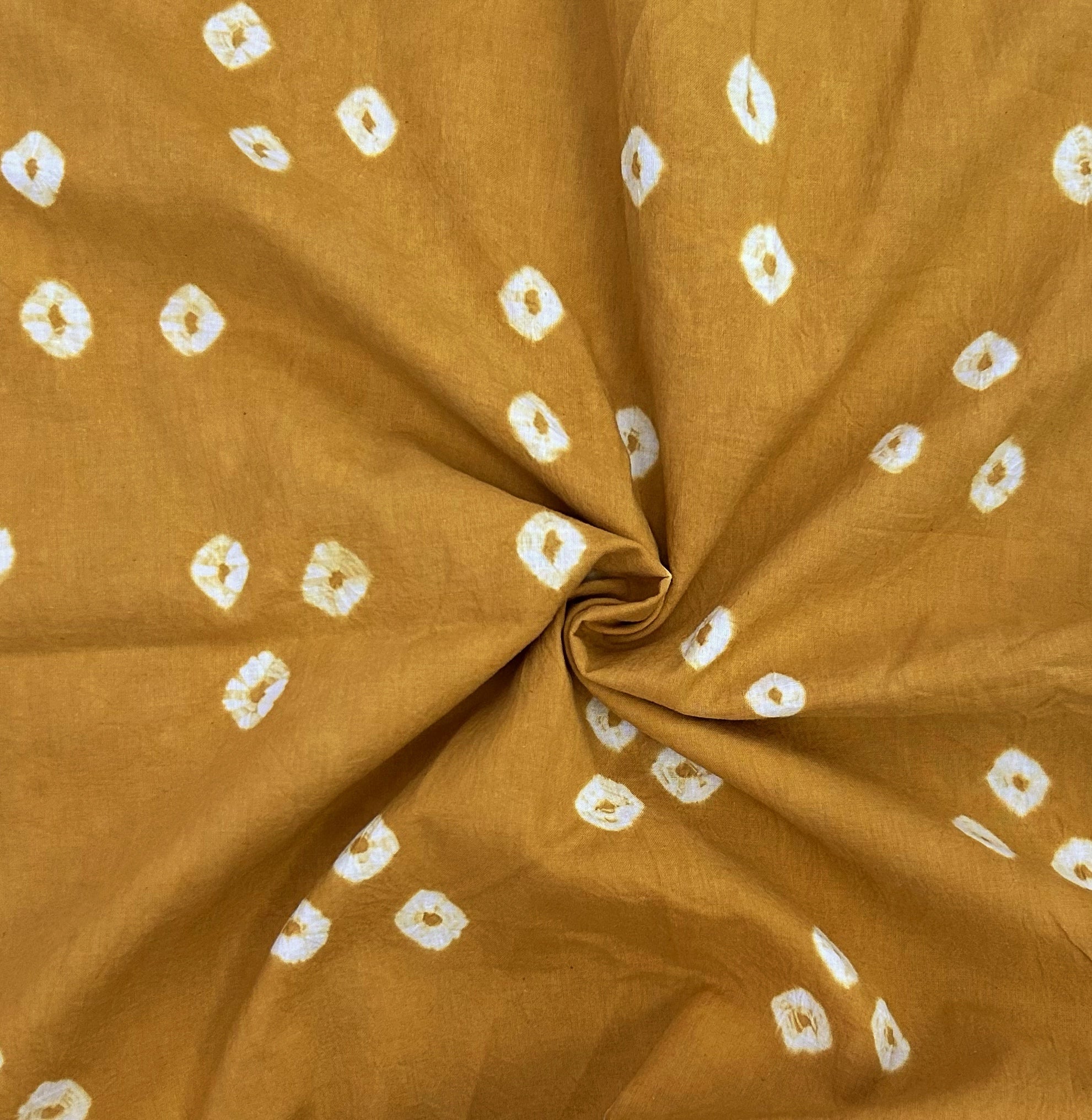 Hand done Bandhani cotton - Mustard (2.4m)