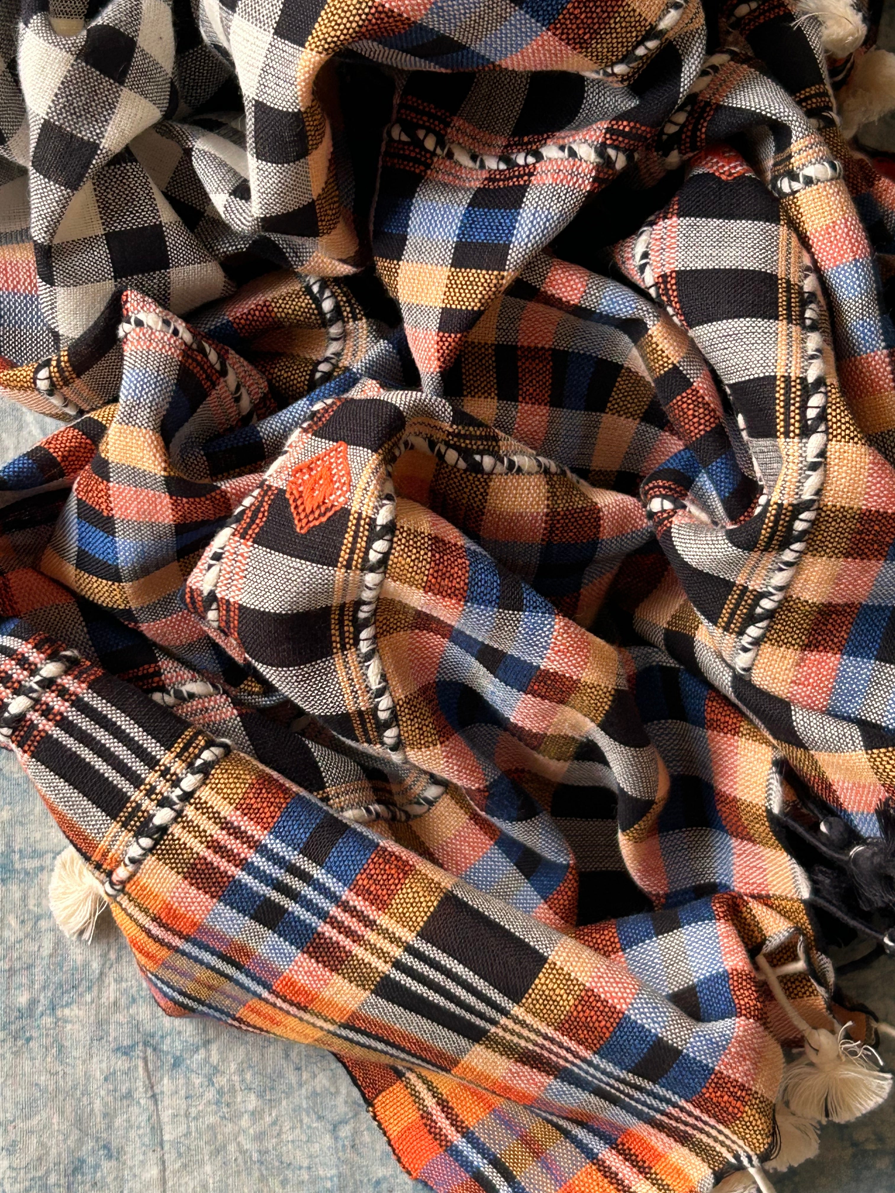Handspun Handwoven Kotpad & Bhujodi Suit Set - Bright Orange