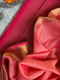 Handwoven Maheshwari Kurta Dupatta Set - Rose Pink & Peach