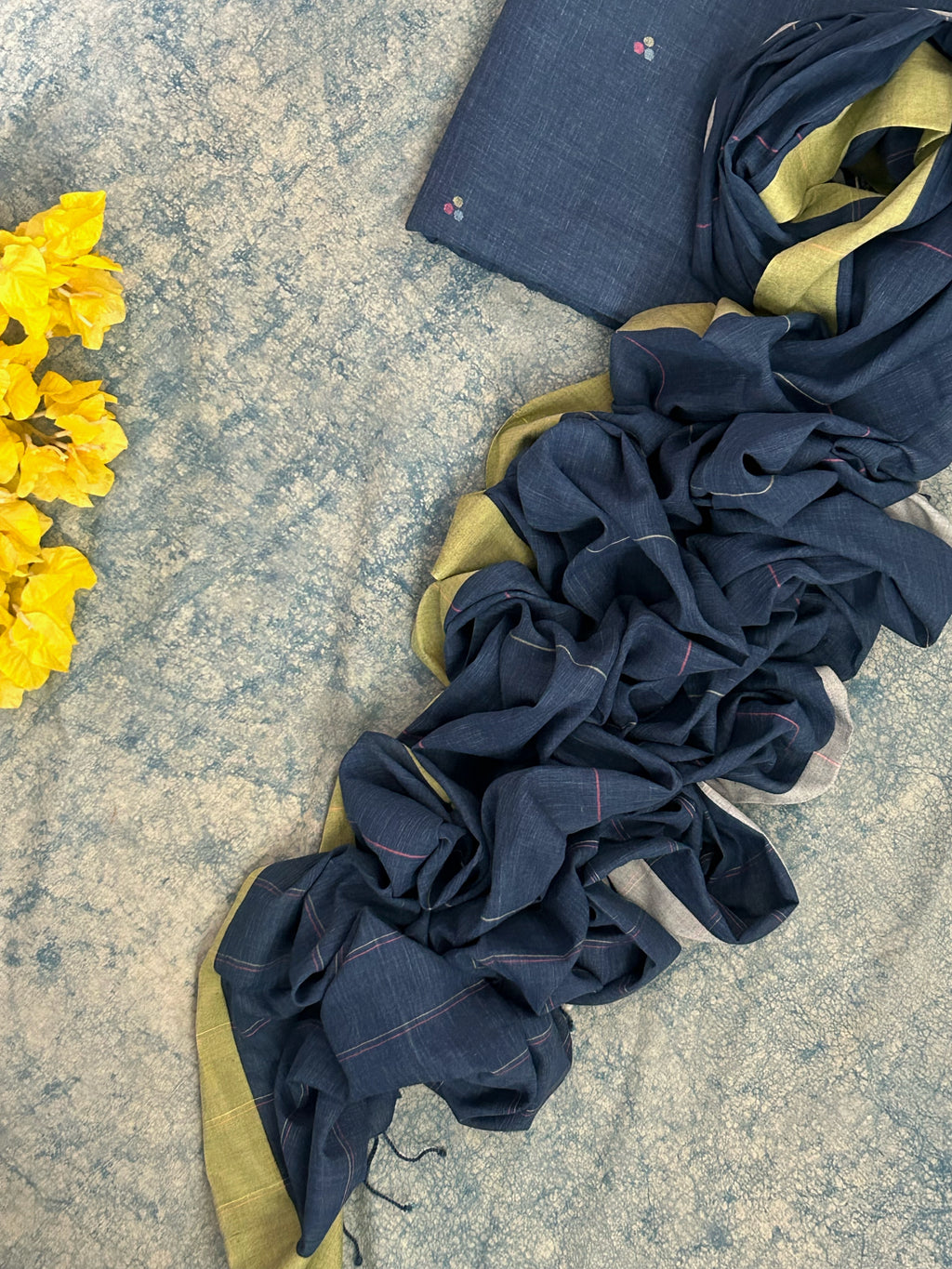 Neel Zari - Handwoven Bengal Jamdani Kurta Dupatta set