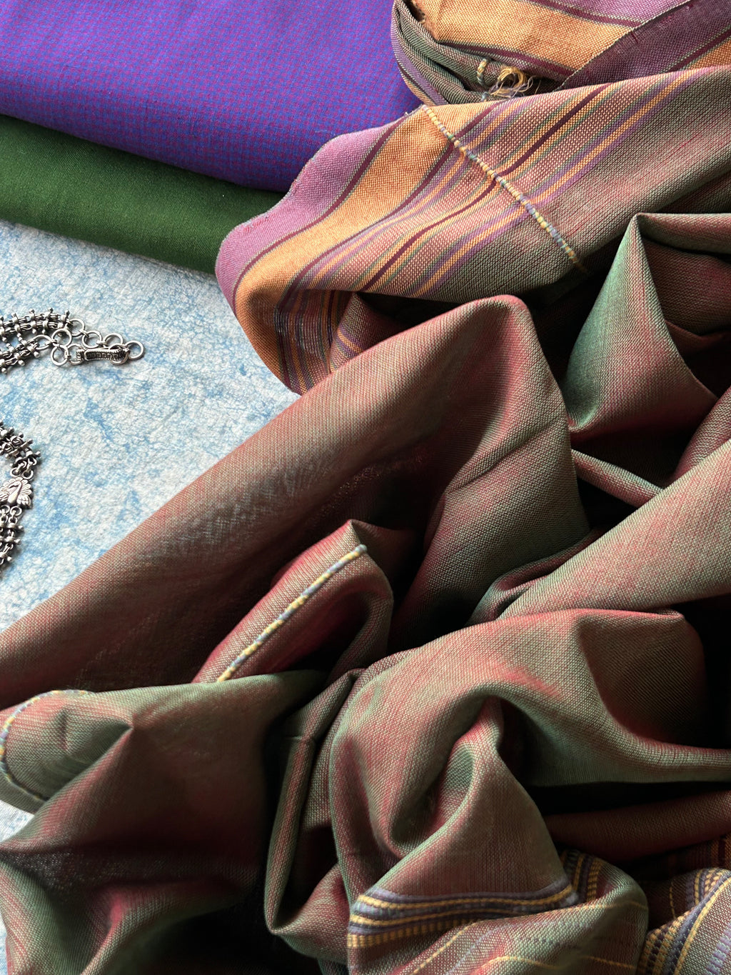 Kadambari - Handwoven Telangana Cotton and Bhujodi Dupatta Set