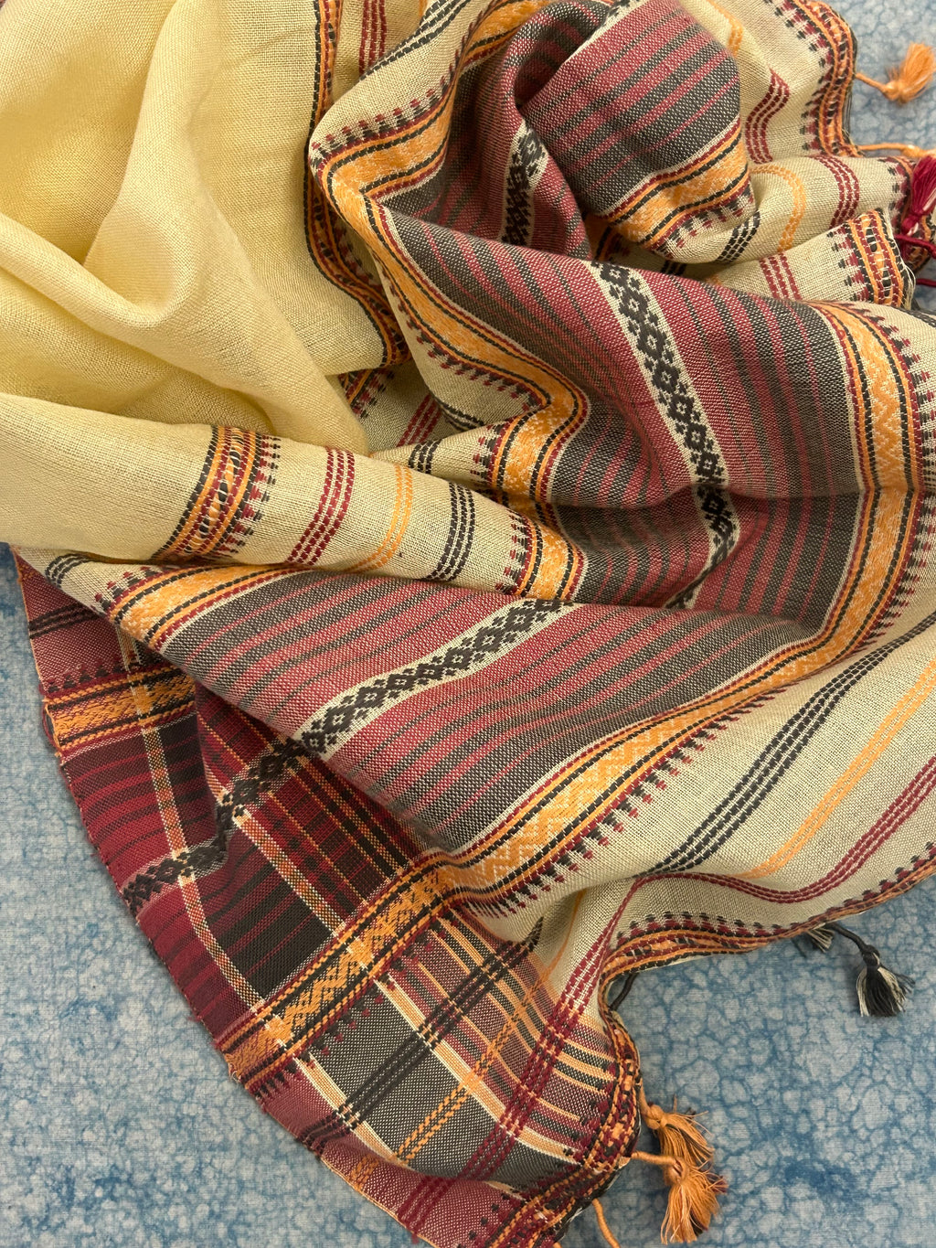 Handwoven Bhujodi Set - Beige and Mustard Brown
