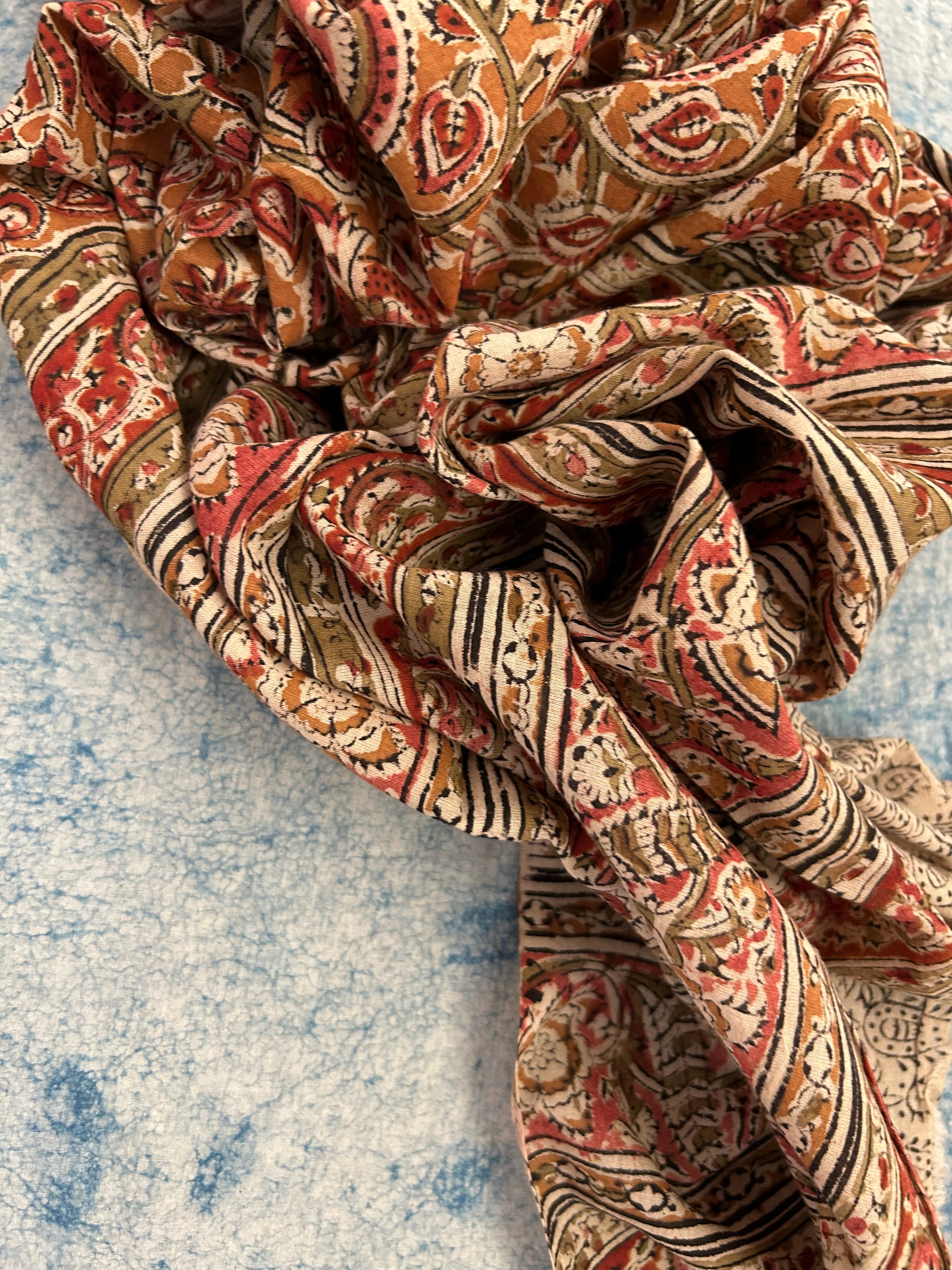 Handwoven Handcrafted Mangalagiri Kalamkari Kurta Dupatta Set