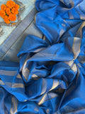 Handwoven Maheshwari Kurta Dupatta Set - Electric Blue