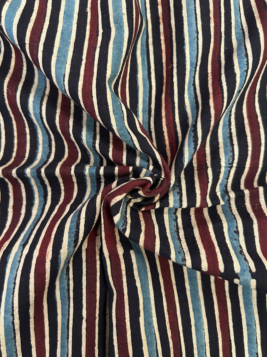 Handblock Printed Ajrakh Cotton - Black (2.4m)
