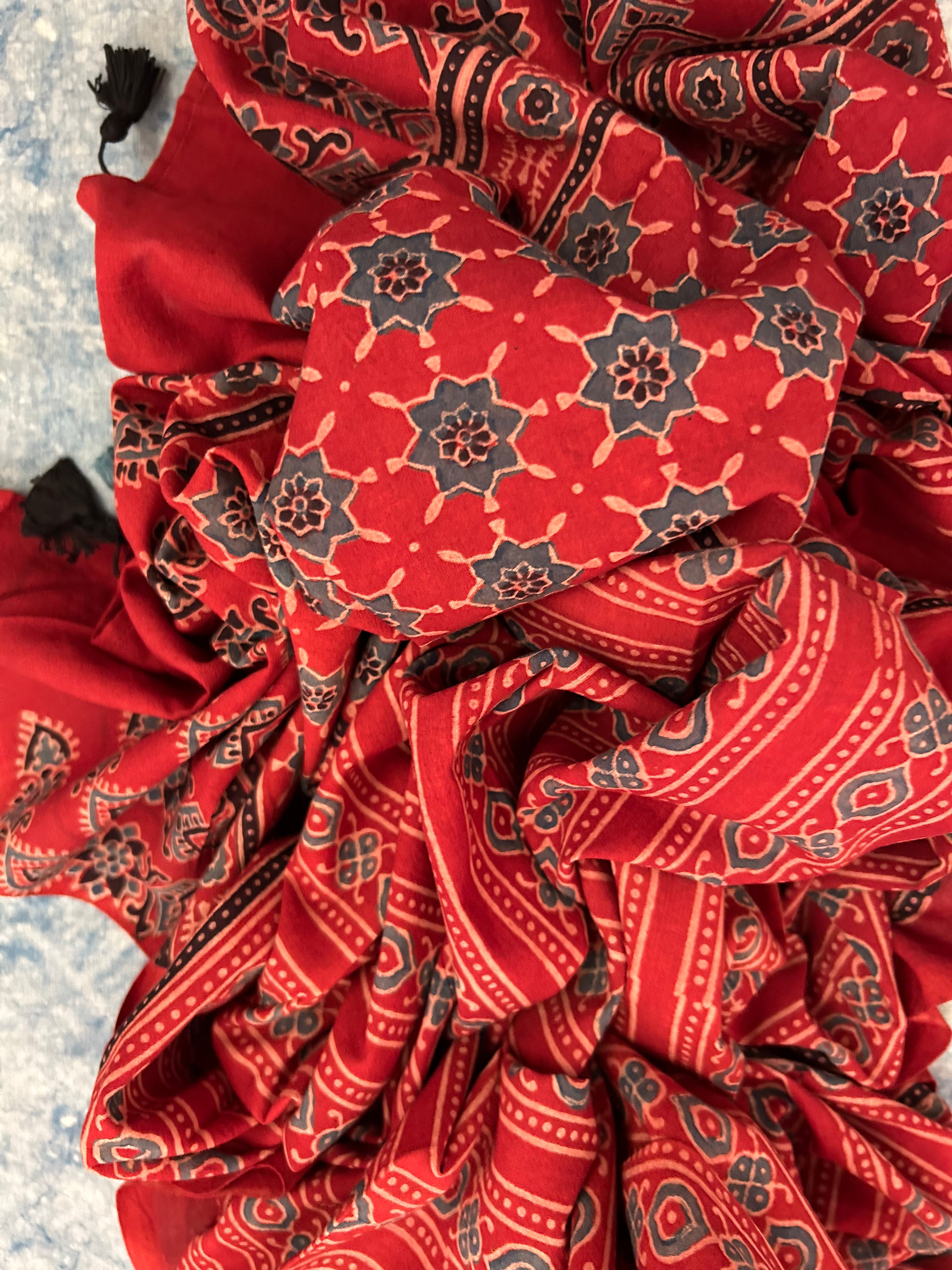 Natural Dyes Handcrafted Ajrakh Kurta Dupatta Set