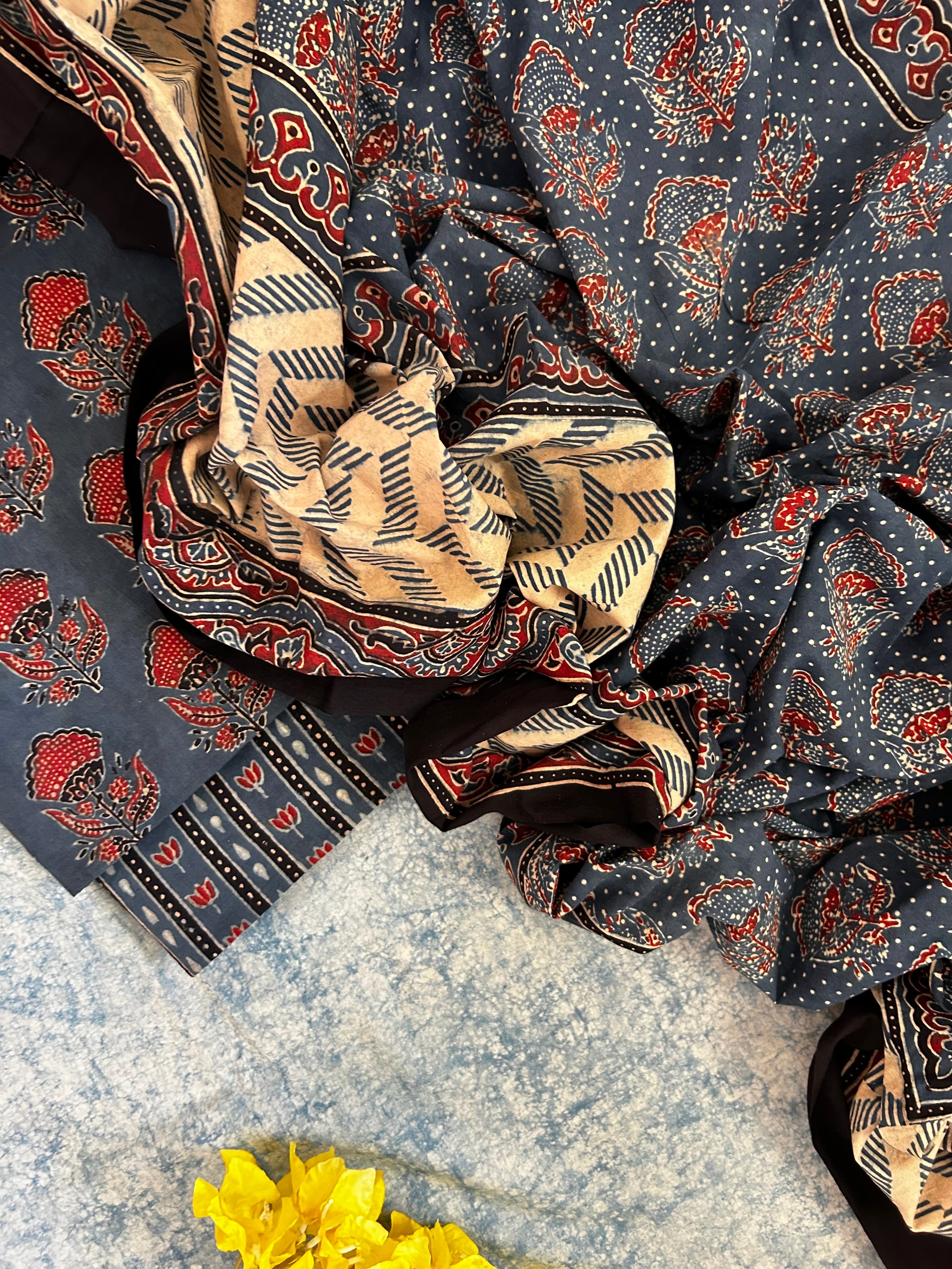 Natural Dyes Handblock Ajrakh Cotton Suit