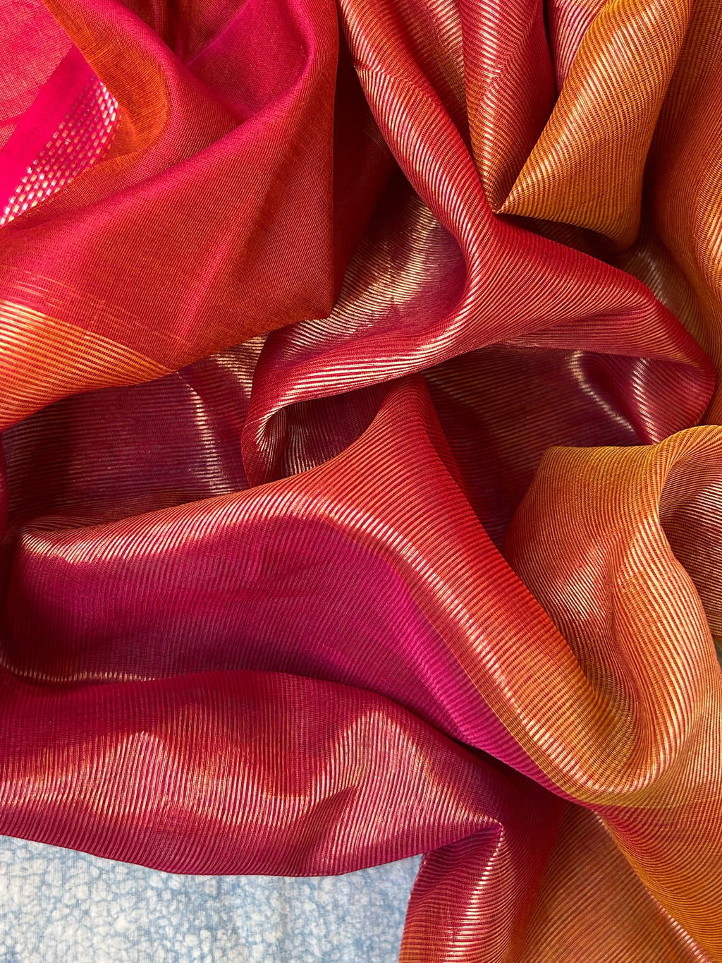 Handwoven Maheshwari Kurta Dupatta Set - Rani Pink and Purple