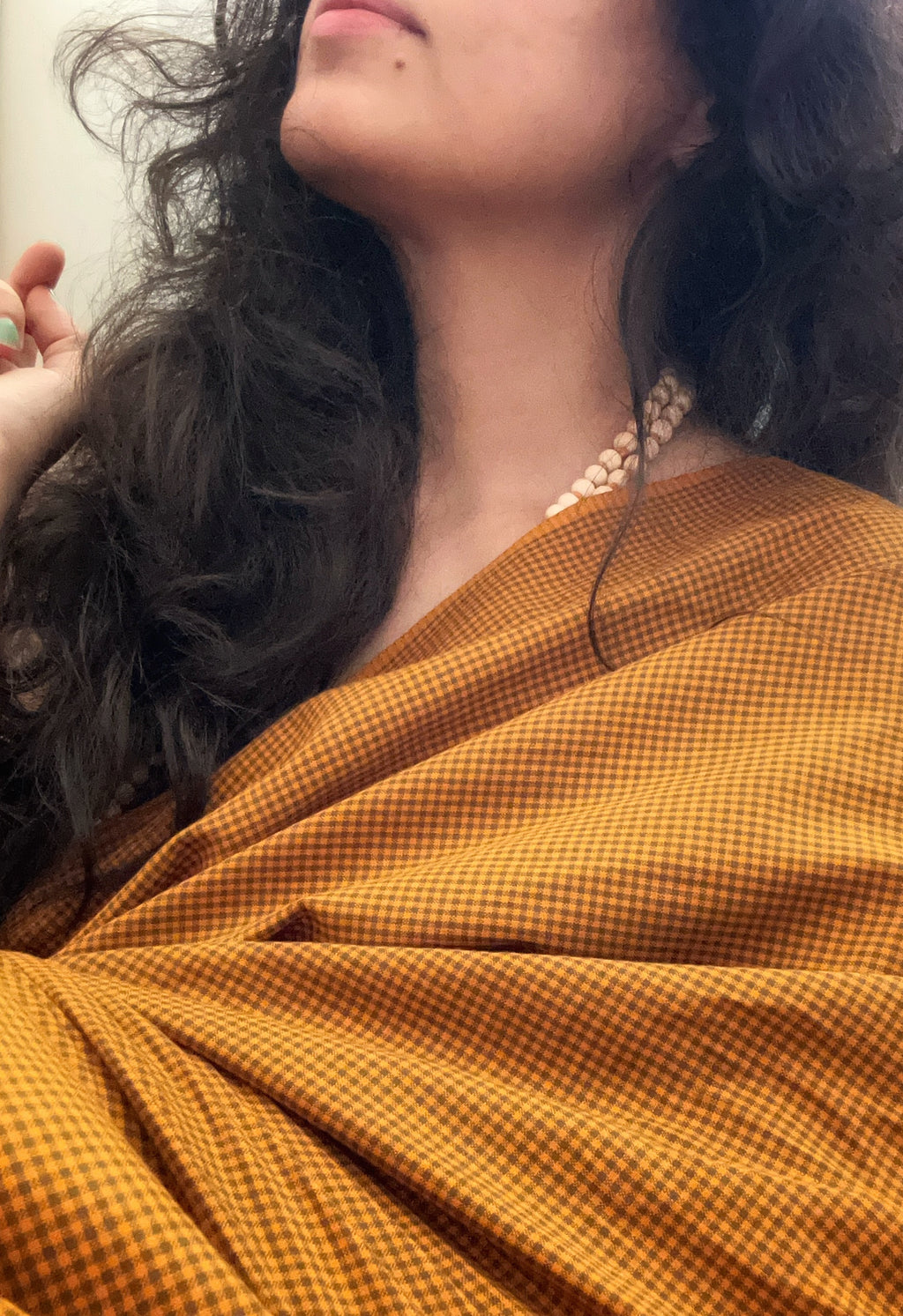 Handwoven 2.5m Checkered Fabric - Warm Turmeric