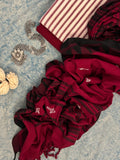 Handspun Handwoven Kotpad Suit Set - Ivory & Deep Maroon