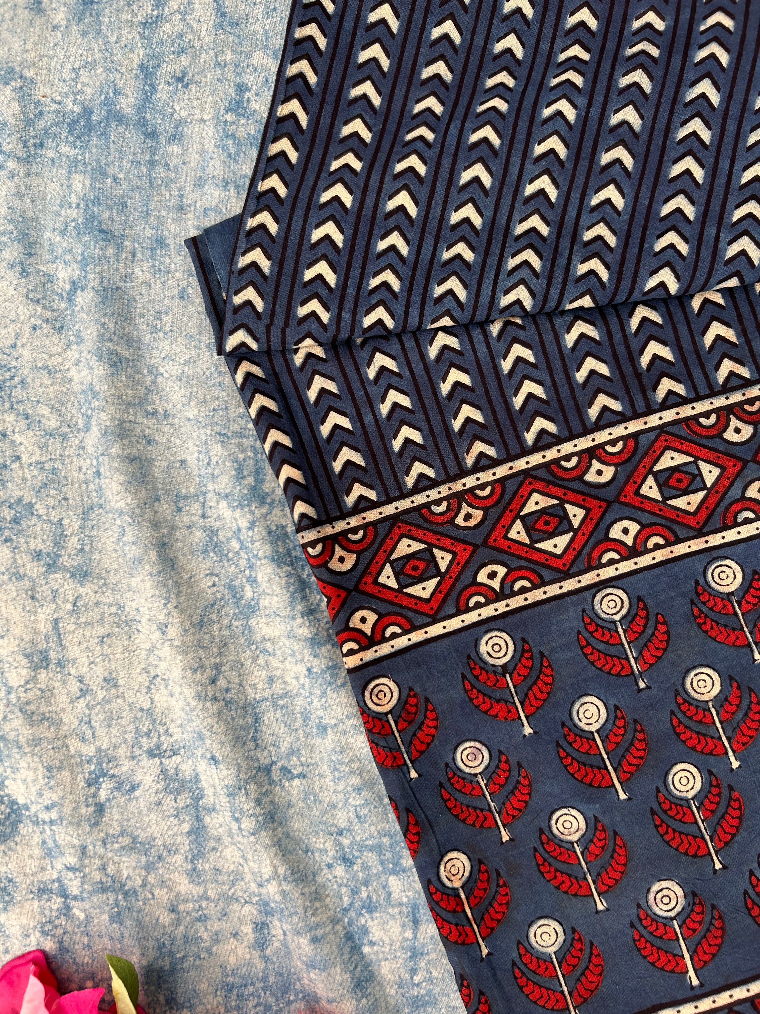 Natural Dyes Hand Block Ajrakh Dupatta