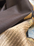 Handwoven Maheshwari Kurta Dupatta Set - Black Gold