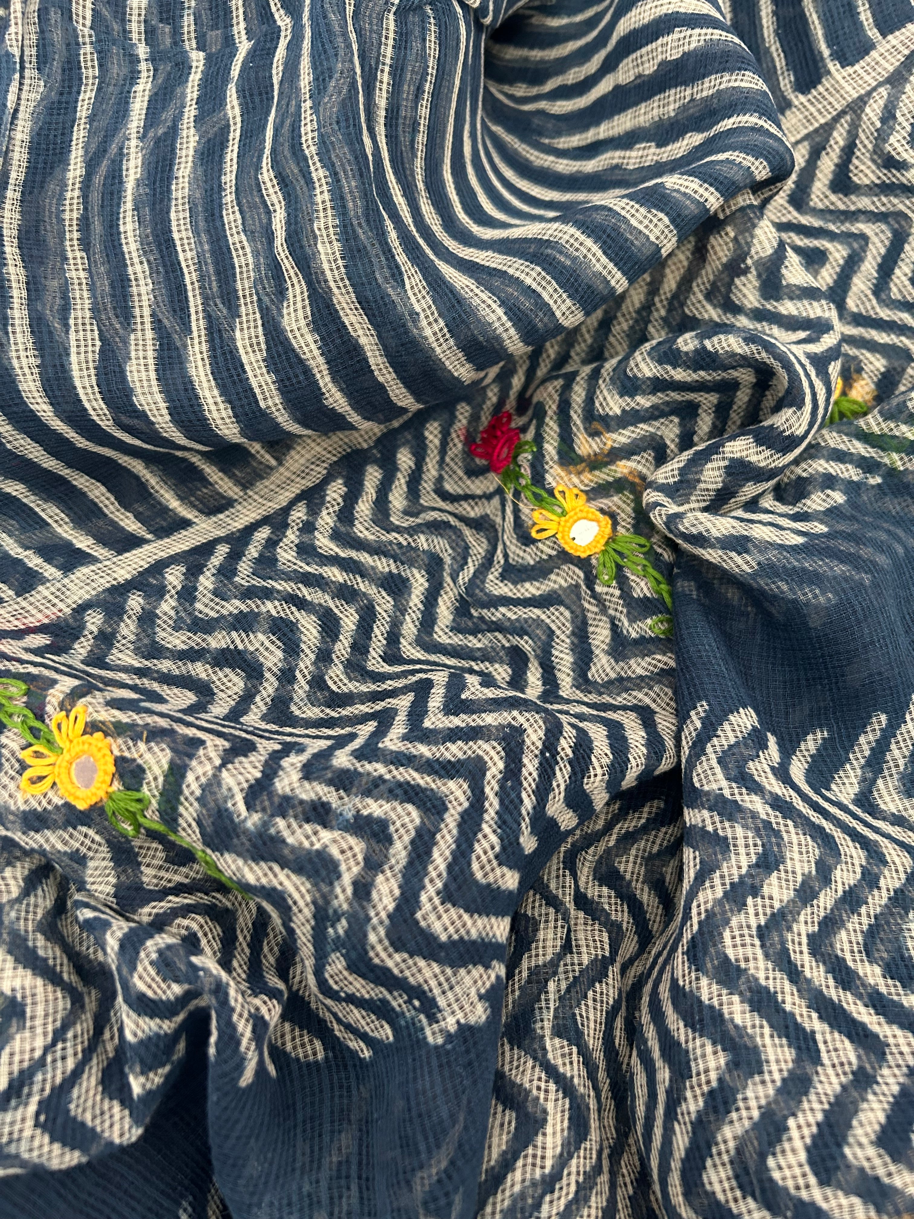 Handblock Handdone Embroidery Cotton Kota Suit