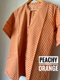 Handblock Cotton Anti Fit Shirt - Peachy Orange