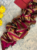 Handwoven Maheshwari tissue Kurta Dupatta Set