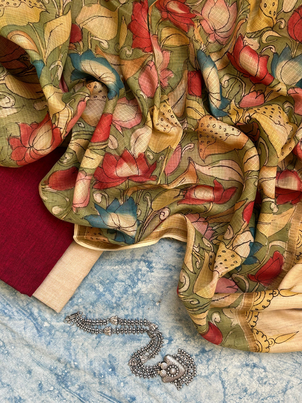 Handwoven Handpainted Kalamkari Set