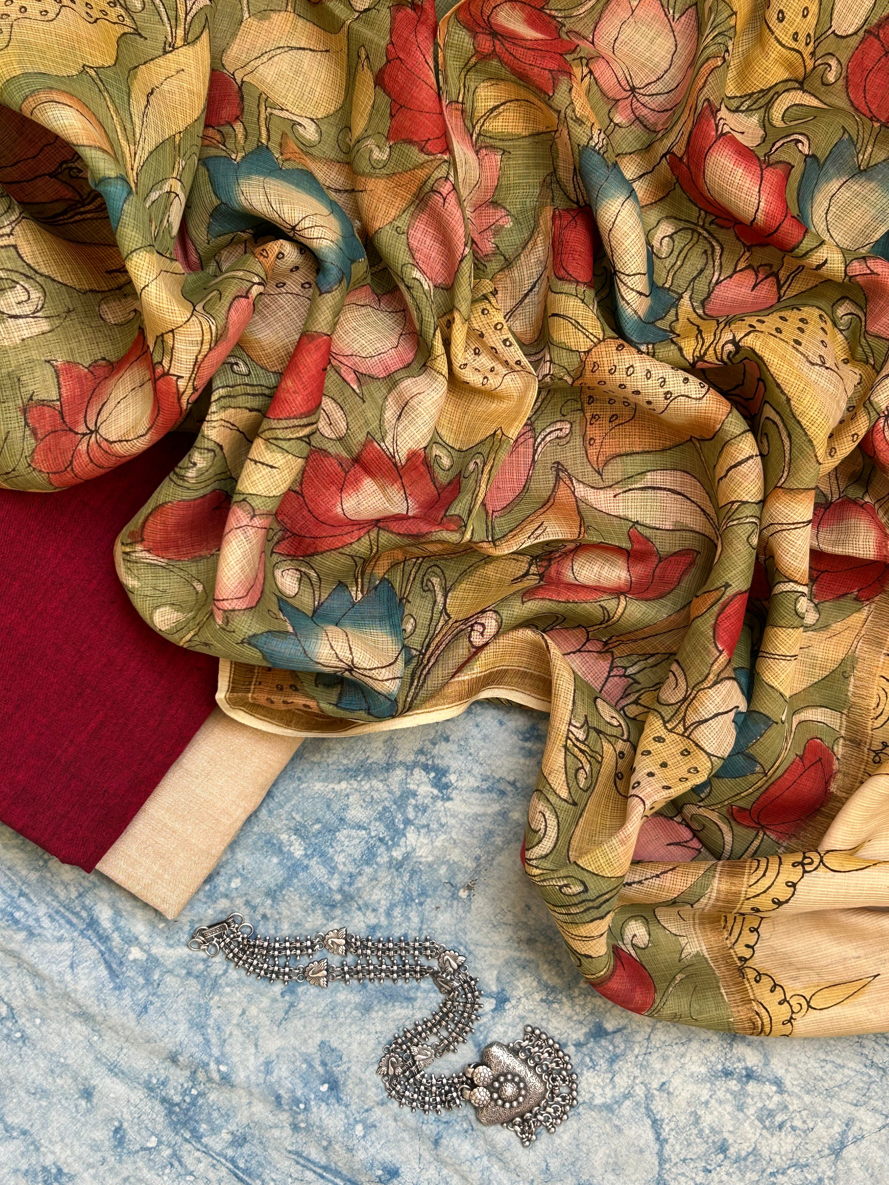 Handwoven Handpainted Kalamkari Set