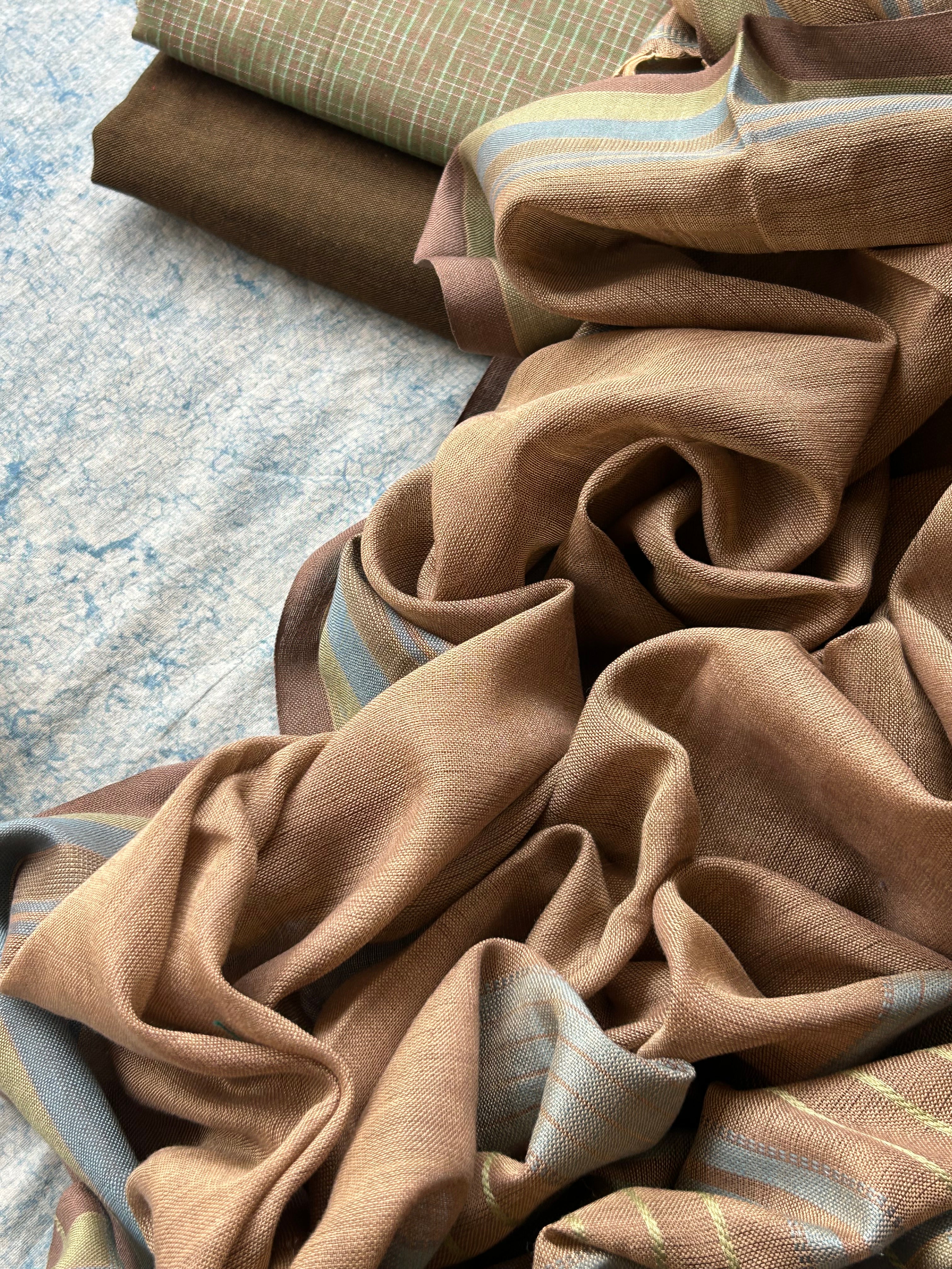 Aranya - Handwoven Ikath Cotton and Bhujodi Dupatta Set