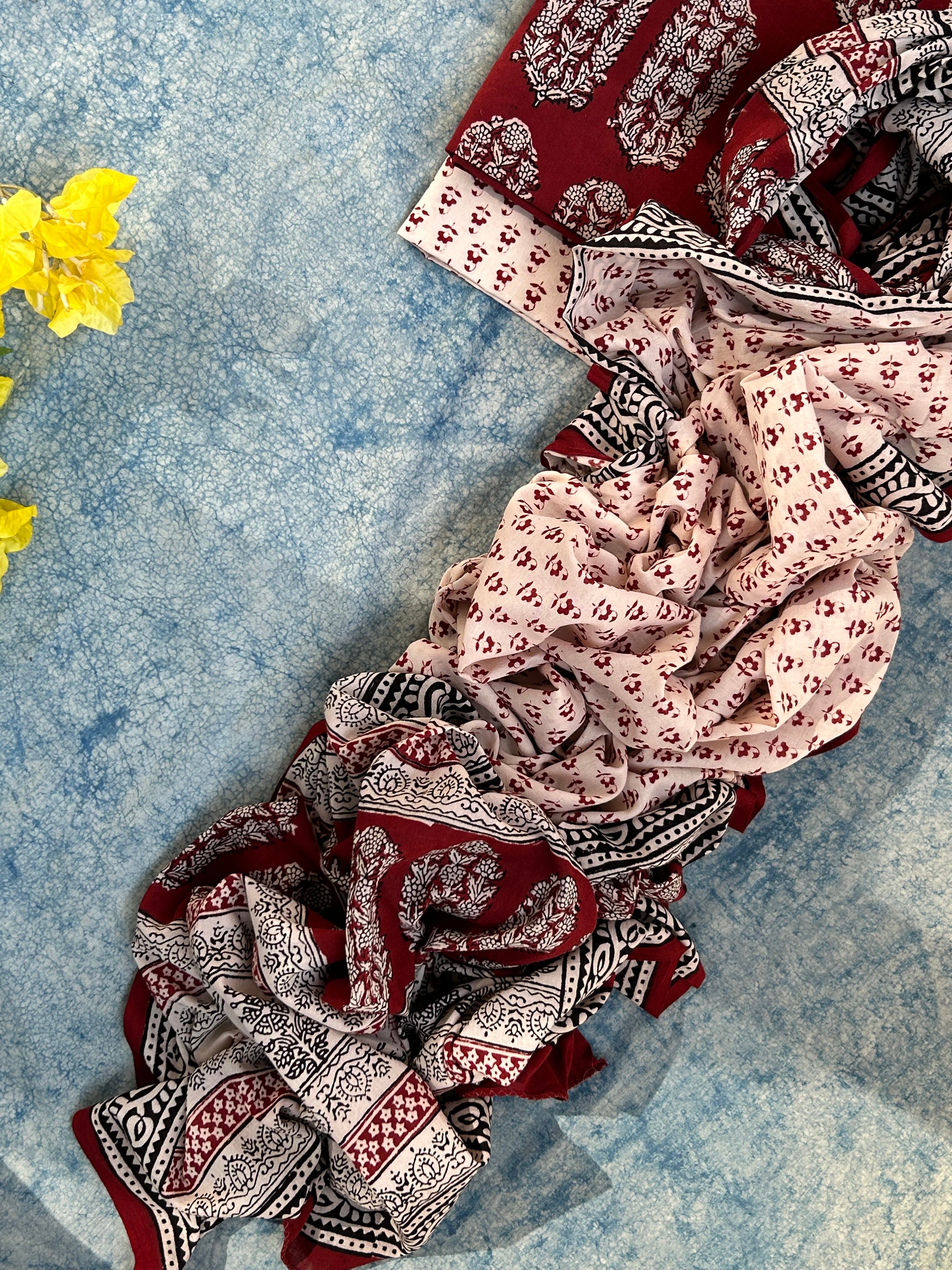 Natural Dyed Bagh Block Print Cotton Suit