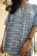 Handblock Cotton Anti Fit Shirt - Powder Blue