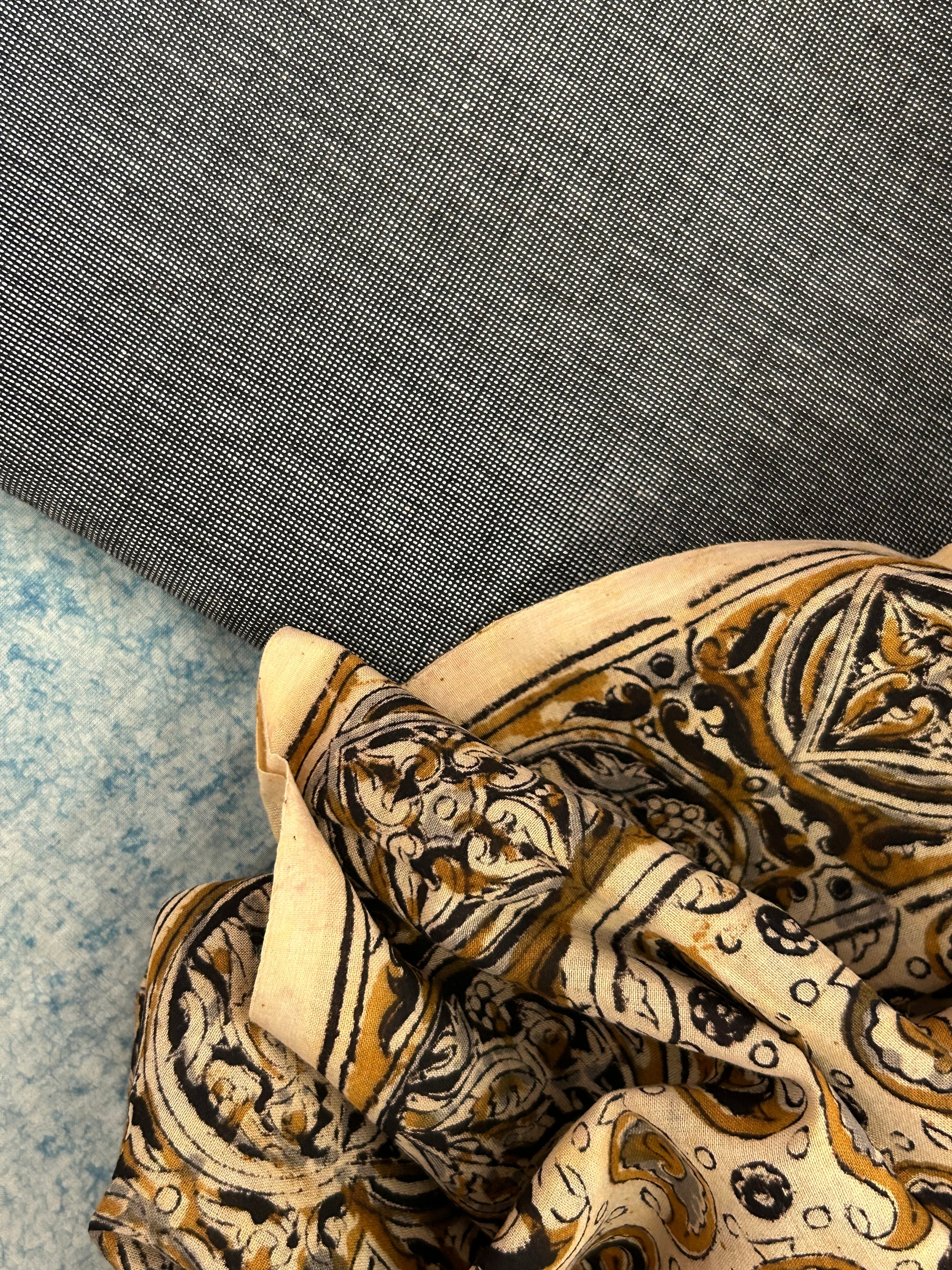 Handwoven Handcrafted Ikath Kalamkari Kurta Dupatta Set