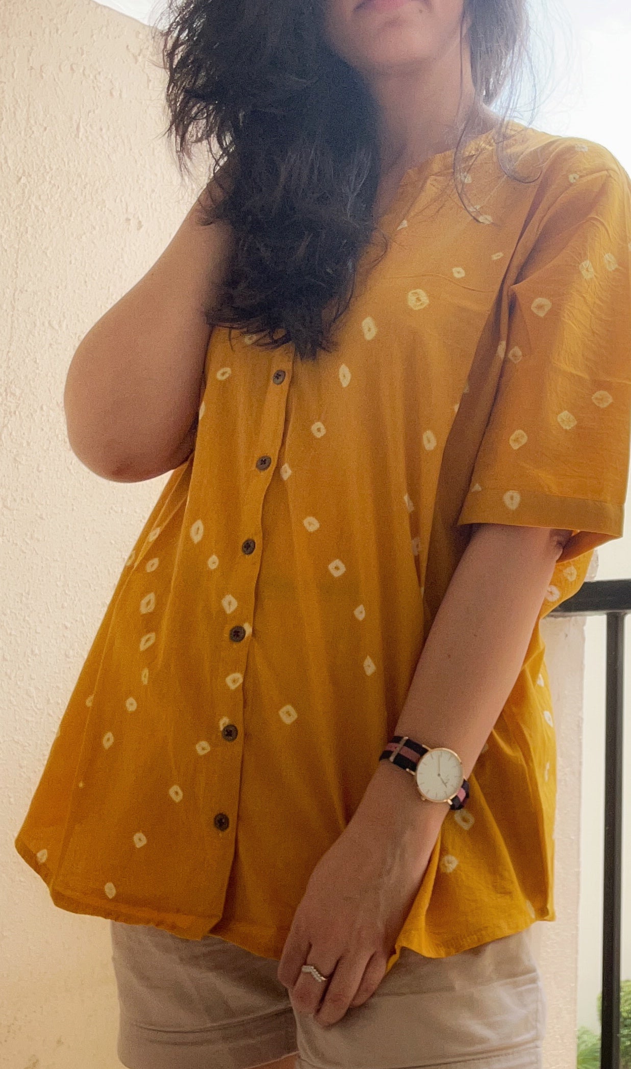 Handblock Cotton Anti Fit Shirt - Mustard Yellow