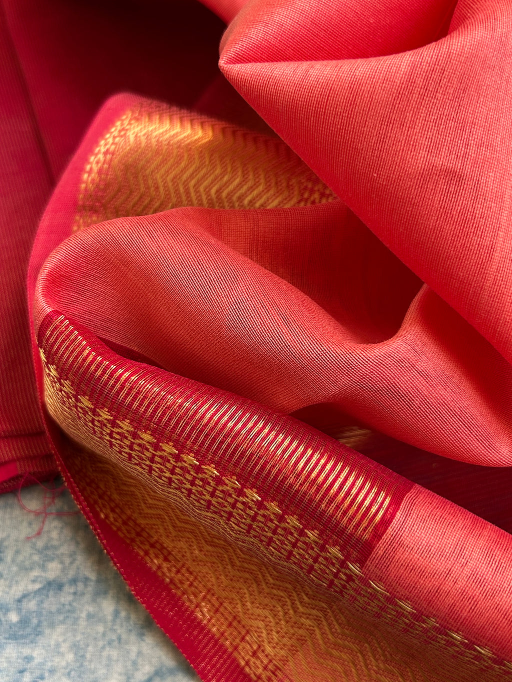 Handwoven Maheshwari Kurta Dupatta Set - Rose Pink & Peach