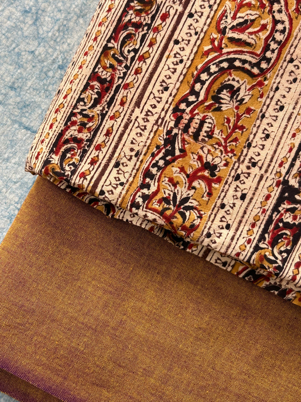 Pedana Hand Block Printed Kalamkari Kurta Bottom Set