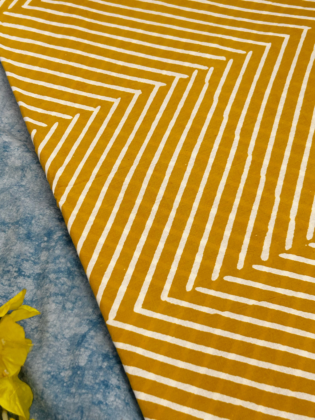Handblock Print  Cotton Fabric - Turmeric Yellow (3.5m)