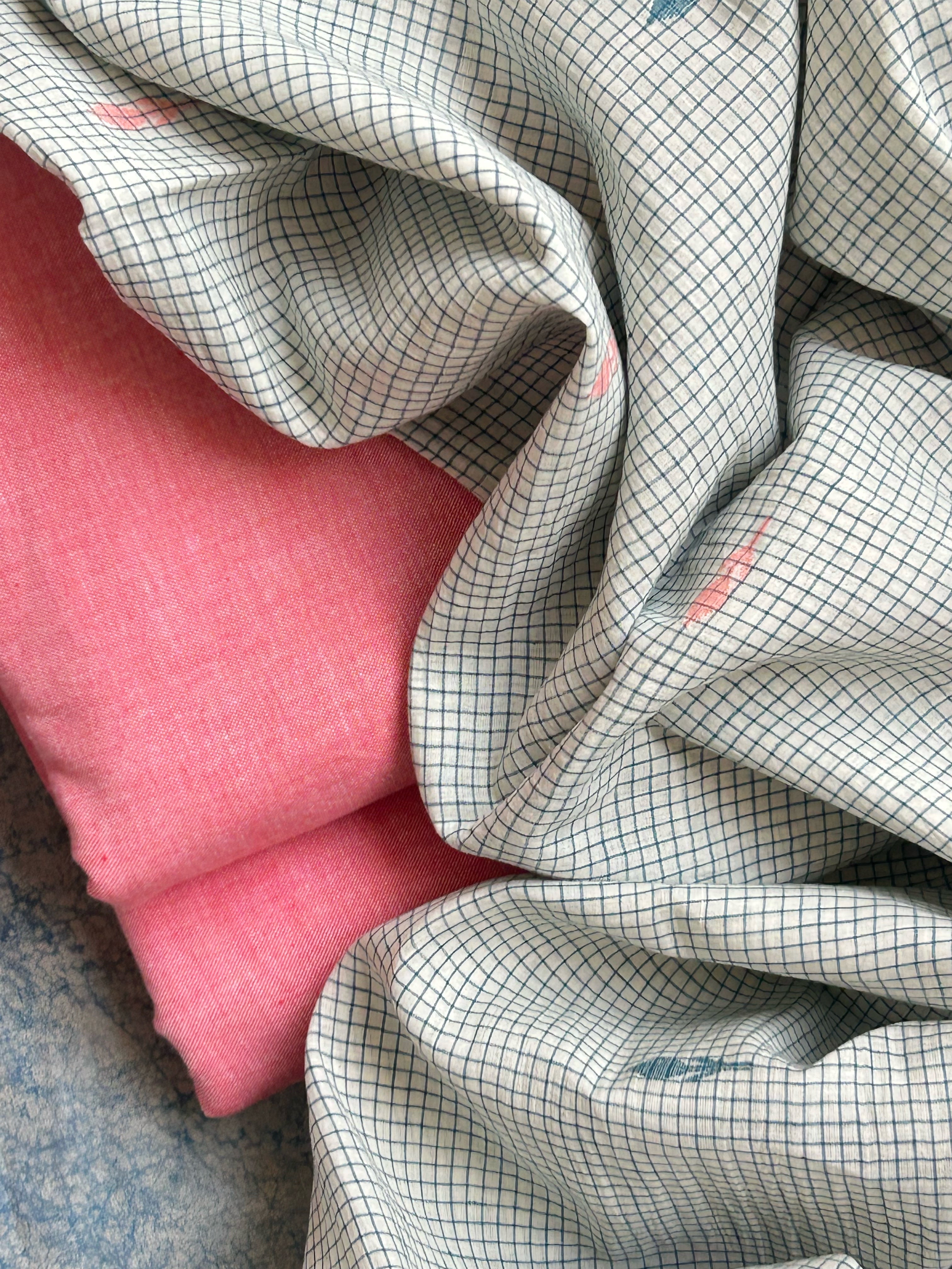 Handwoven Cotton Bengal Jamdani Dupatta Set -The Sunset Sky