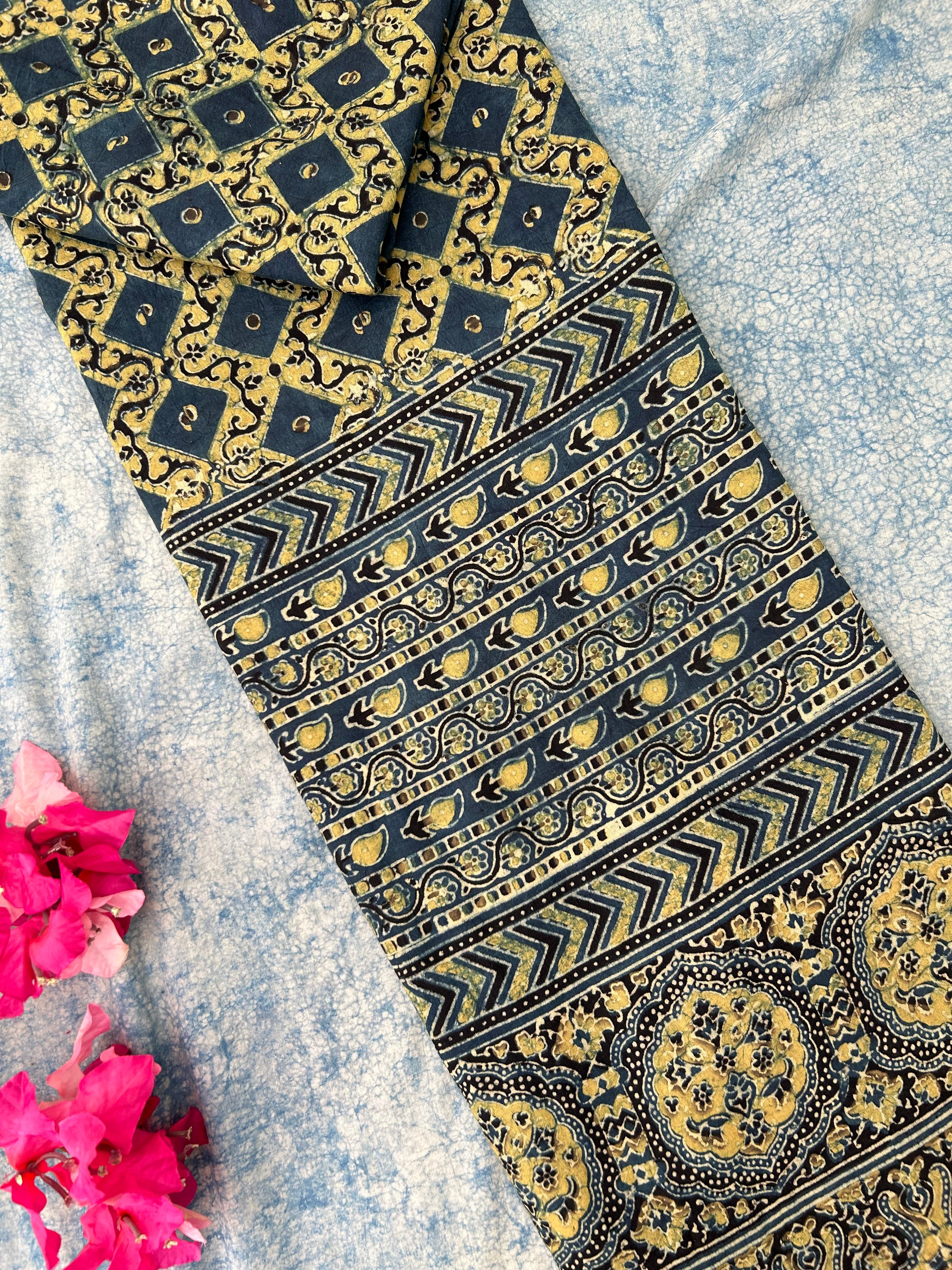 Natural Dyes Hand Block Ajrakh Dupatta