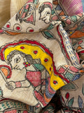 Madhubani Handpainted Cotton Silk Dupatta