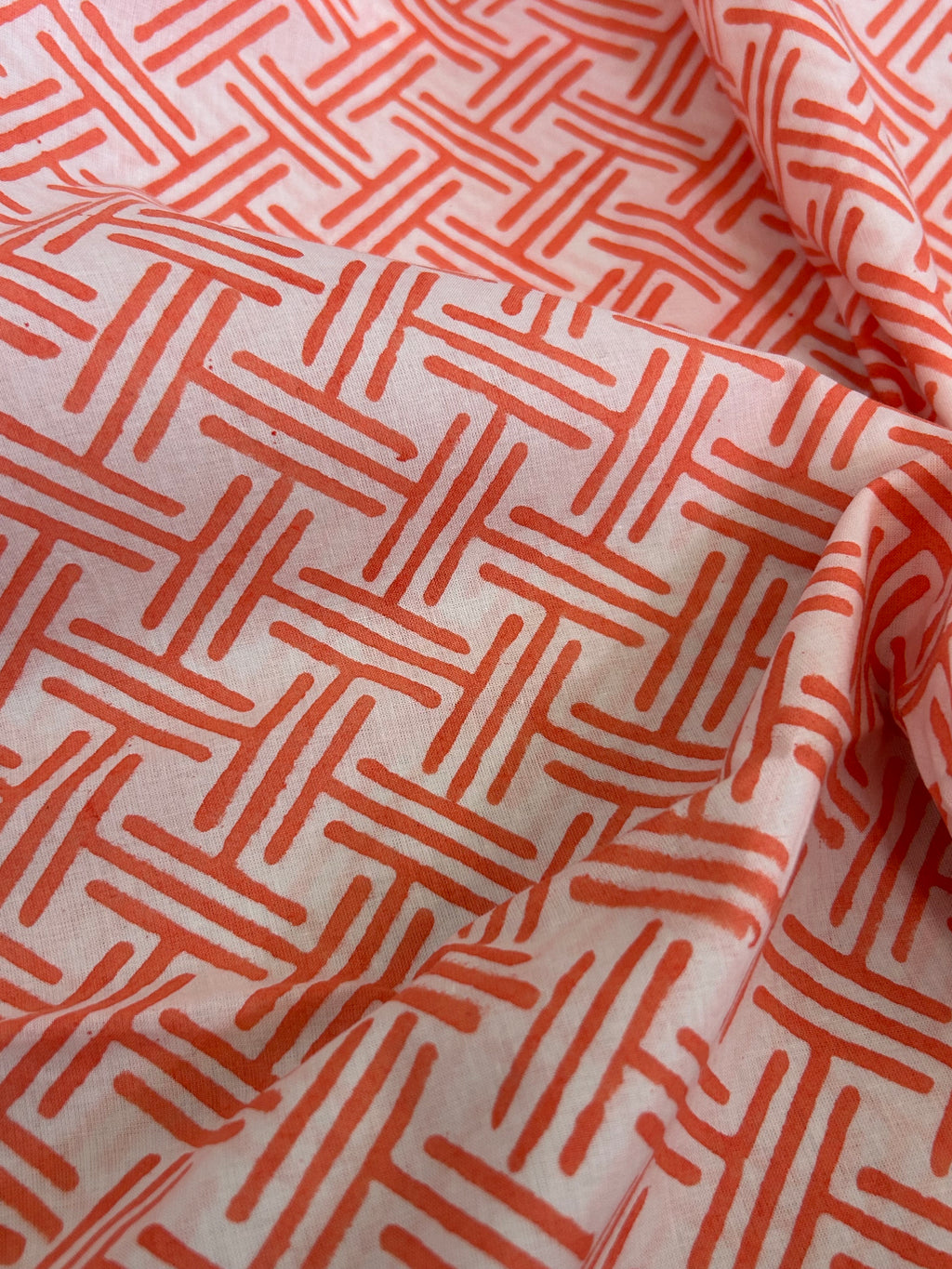 Handblock Printed Azofree dye cotton - Peach (2.4m)