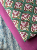 Handblock  Cotton Fabric -  Sea Green Mughal Butta