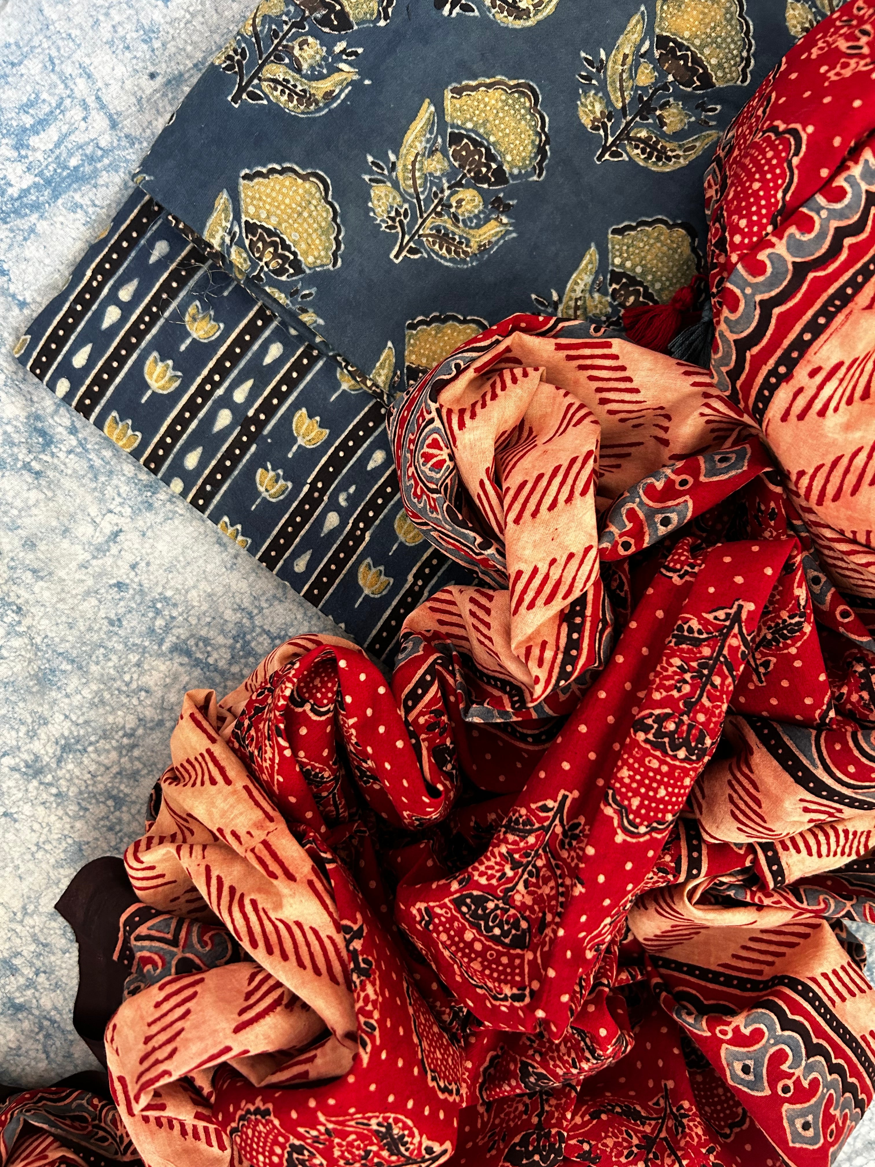 Natural Dyes Handblock Ajrakh Cotton Suit